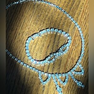 Vintage rhinestone, choker, necklace and bracelet set in silver